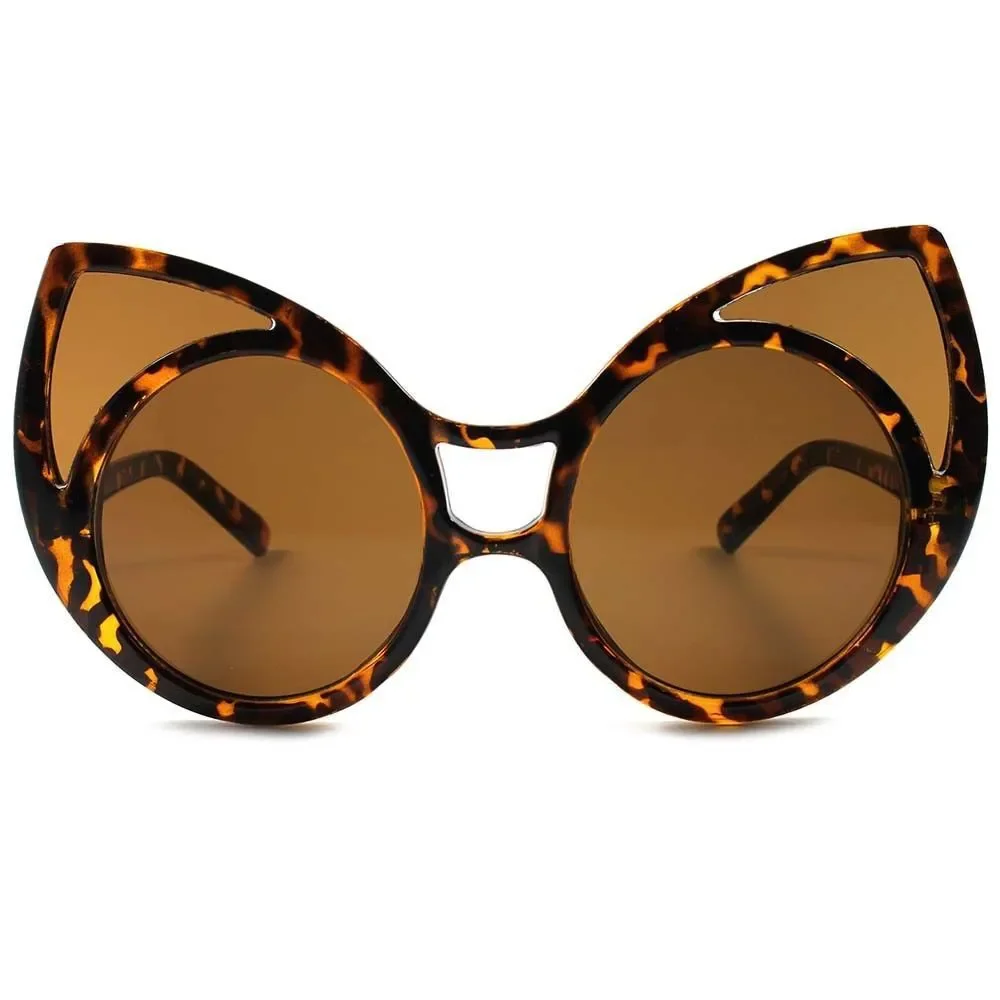 Retro Old Fashioned Party Funky Oversized Pointy Cat Eye Tortoise Sunglasses